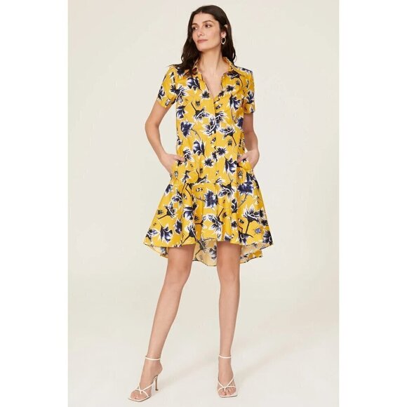 Osman Yousefzada Collective Beetle Print Shirtdress Yellow Womens Size 6 - Picture 1 of 10